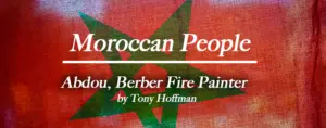 Book cover with text: "Aisha of Tamnougalt - Moroccan People by Margaret Cornfield" over a background featuring a Moroccan flag.