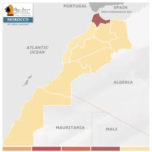 A map of Morocco with a specific region in question highlighted
