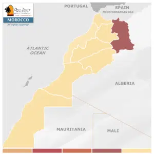 A map of Morocco with a specific region in question highlighted