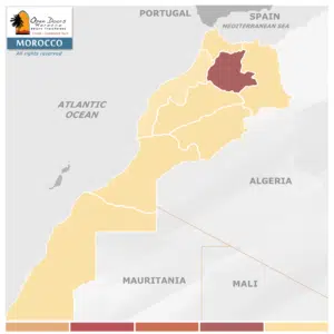 A map of Morocco with a specific region in question highlighted
