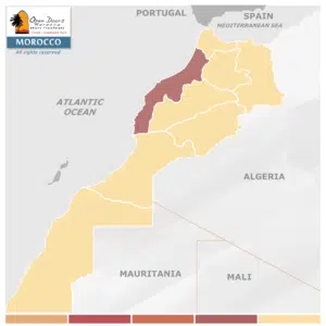 A map of Morocco with a specific region in question highlighted