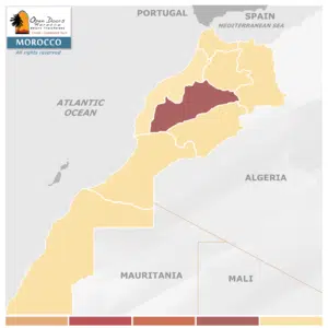 A map of Morocco with a specific region in question highlighted