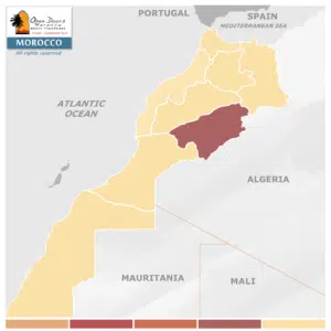 A map of Morocco with a specific region in question highlighted