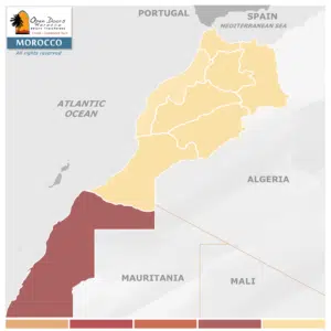 A map of Morocco with a specific region in question highlighted