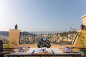 Bernie from the "Bernie's Mittens" article by the co-founder of Open Doors Morocco, Nancy Yee, in Marrakech