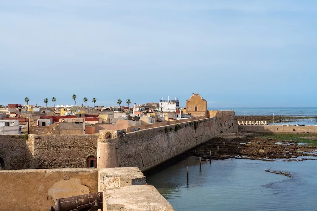 the fortified town of El Jadida set on the coast, seen from one of its walls