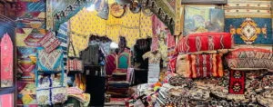 Inside one of the colorful souks of Fes