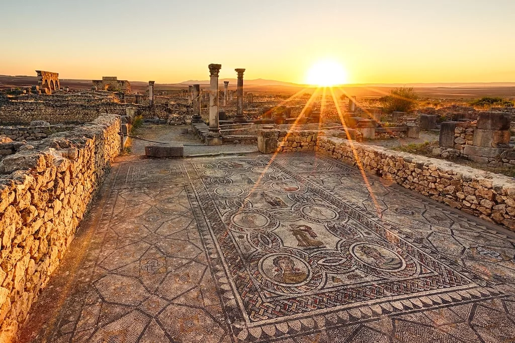 inside the ruins of Volubilis, an UNESCO World-Heritage Site near Meknes, one of Morocco's imperial cities